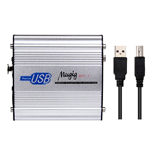 Mugig 1-channel 48v phantom power supply with 5 feet usb cable, a…