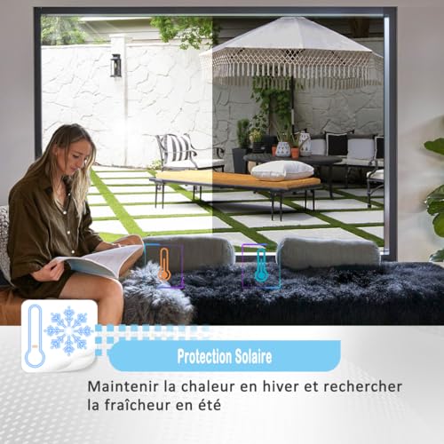 HOMTOL Anti-Glare Window Film, 50 x 400 cm, Mirror Film for Windows, Blackout Window Film, Anti-UV Heat, Adhesive Window Screen, Privacy Protection, for Office, Home, Bedroom, Silver
