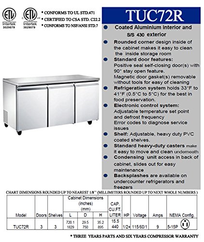 Click Here to See More Images 72in Freezer Refrigerator Under Counter Worktop Undercounter Under-Counter  RESTAURANT EQUIPMENT