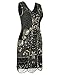 PrettyGuide Women's 1920s Gatsby Sequin Art Deco Scalloped Hem Cocktail Flapper Dress M Gold