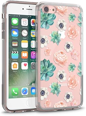 iPhone 7 Case, iPhone 8 Clear Case, CASESOCIETY Succulent Floral Clear Design Transparent Plastic Hard Back Case with TPU Bumper Rubber Protective Case Cover for iPhone 7 (4.7 Inch)