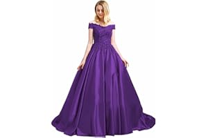Dexinyuan Ball Gown Prom Dresses Long Quinceanera Satin Formal Evening Gowns Wedding Dresses