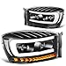 Auto Dynasty Pair LED DRL C-Bar Sequential Turn Signal Projector Headlights Compatible with Dodge Ram 1500 2500 3500 Truck 06-09, Driver and Passenger Side, Black Housing Clear Corner