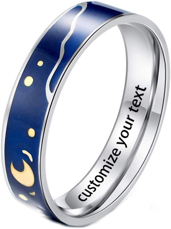 Custom Engraving Ring Van Gogh's Sky Ring Band Tungsten Carbide Wedding Promise Engagement Ring for Men Women