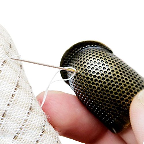 Copper Thimble Finger Protector, Antique Finish Metal Brass Fingertip Thimble Sewing Handworking Pin Needles Partner for DIY Crafts Sewing Tools Needlework Accessor (M)