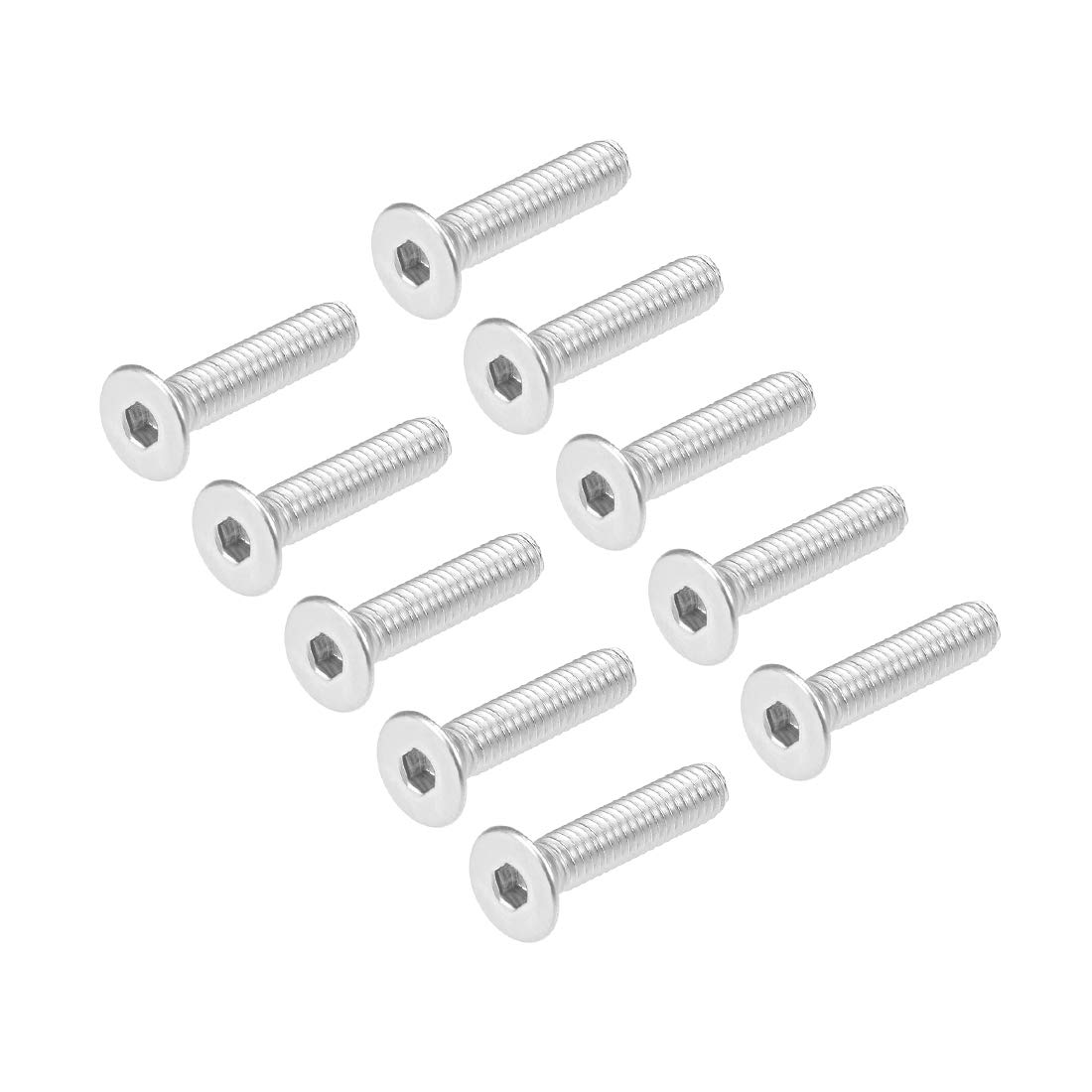 sourcing map M4x20mm Flat Head Machine Screws Inner Hex Screw 304 Stainless Steel Fasteners Bolts 30Pcs