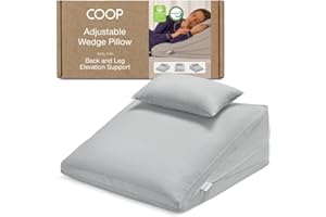 Coop Home Goods Adjustable Wedge Pillow, Ergonomic Memory Foam Pillow for Elevated Leg & Back Support, Pregnancy, Acid Reflux, Sleep Comfort & Recovery, CertiPUR-US & GreenGuard Gold Certified