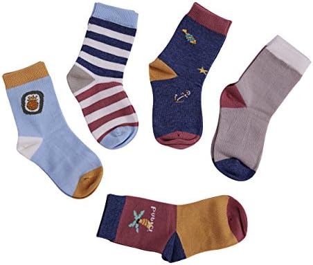 Vera Nuka Novelty Kids Boy's Cotton Crew Socks 5 Pack Assorted 1-3years 4-11years … (2-4years/16-18cm, pineapple coconut tree pattern)