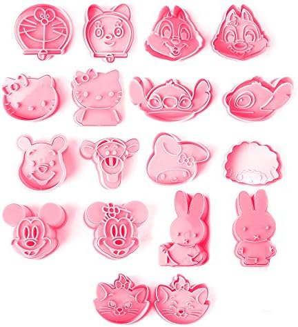 Cute Mickey Molds | Adorable Set of 18 3D Generic Disney Character Cookie Cutter | Food-Grade Silicone Molds | Easy to Use Cookie Stamp for Fondant Cake Sugarcraft Cookie | DIY Cutter Mold Tool | 1133