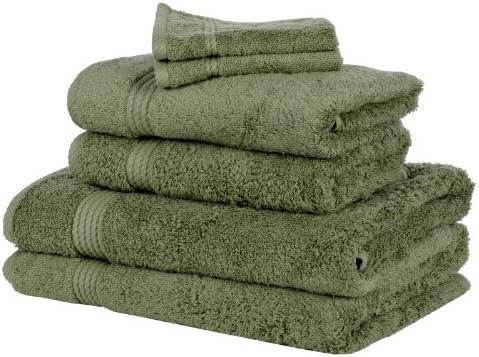 6 Piece Bamboo Bathroom Linen Face Cloth Hand Bath Towel Bale Set - Moss