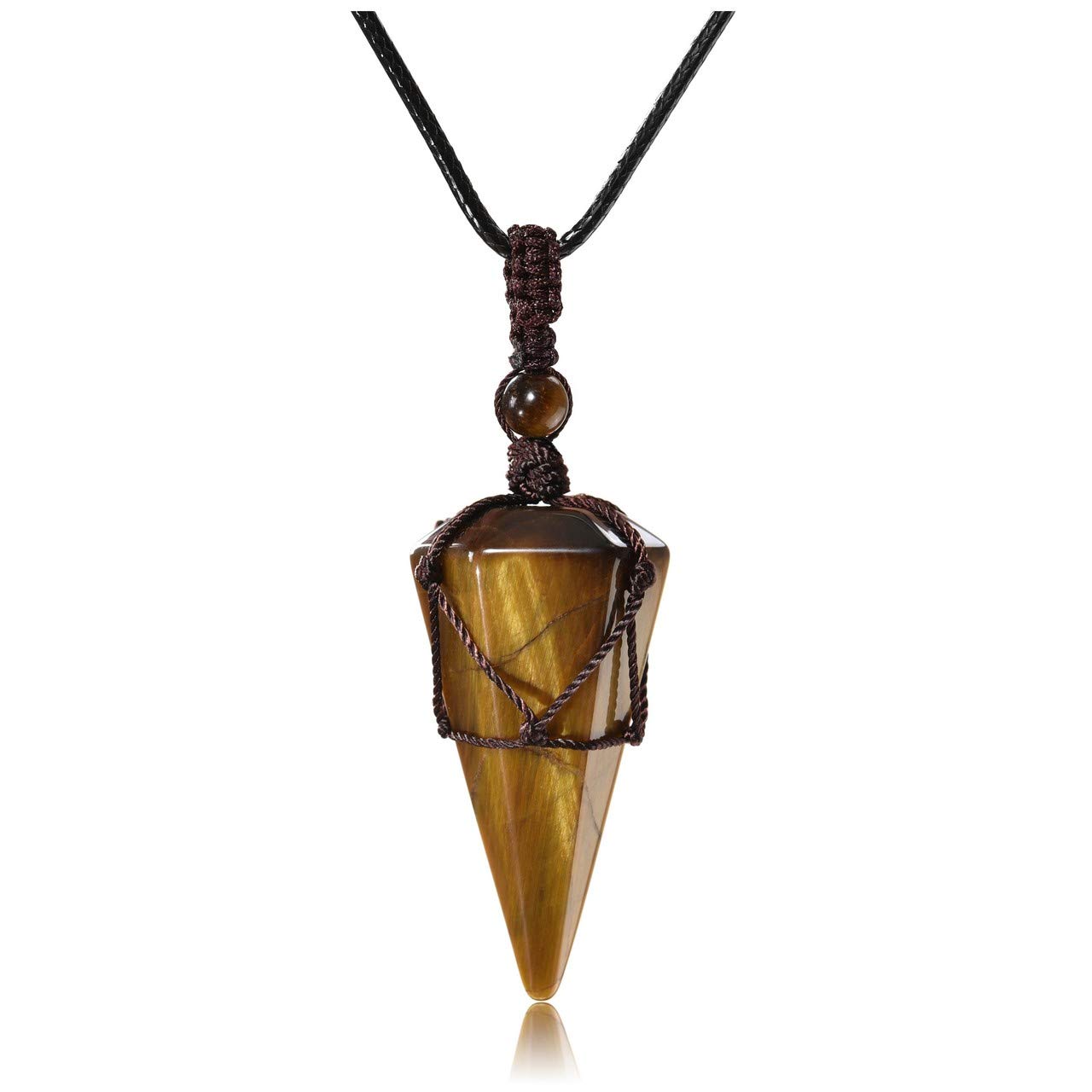 CrystalTears Tiger Eye Healing Crystal Necklace Gifts for Men, Quartz Crystals Stone Point Gemstone Pendant Necklace Reiki Spiritual Mens Crystal Jewellry gifts for Men Dad Women Christmas