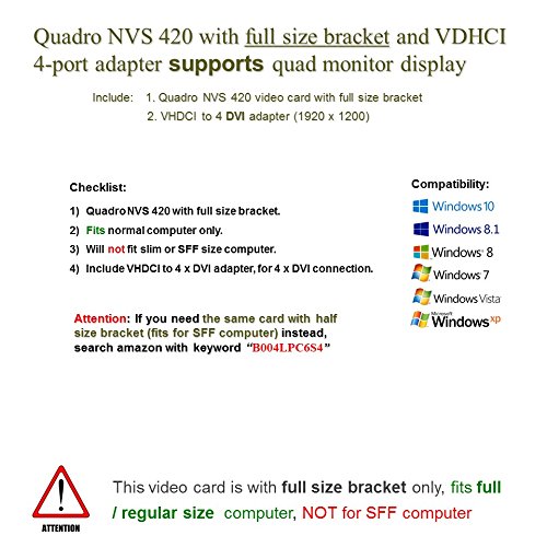 Epic IT Service - Quadro NVS 420 for quad-monitor setup (full bracket, PCI-E x 16, VHDCI to 4 x DVI adapter)