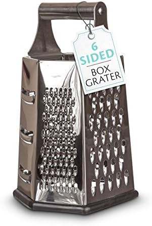Armoni Kitchens Cheese Grater and Lemon Zester; 6 Sided Stainless Steel 8 Inch