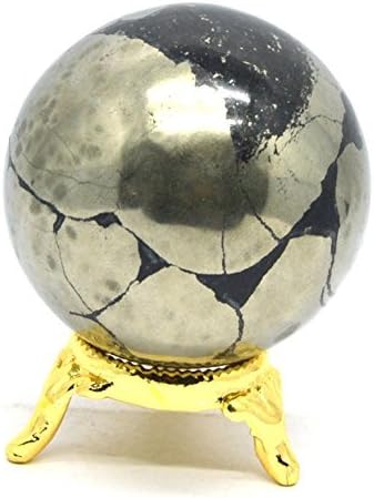 Kala Emporium Natural Gemstone Metaphysical Sphere Ball Aura Balancing High & Fine Polished for Better Wrk (Golden Pyrite)