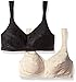 Playtex Women's 18 Hour Stylish Support Full Coverage Bra US4608 2-Pack, Black/Light Beige, 36C