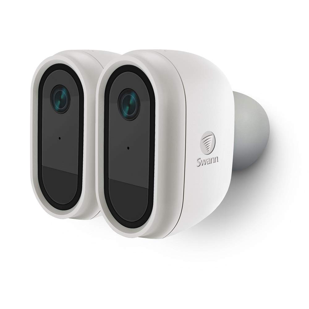 Swann Security 1080p Full HD Wire-Free Security Camera with Heat and Motion Sensing and Two Way Audio, Works with Google Assistant and Alexa - White (Pack of 2)