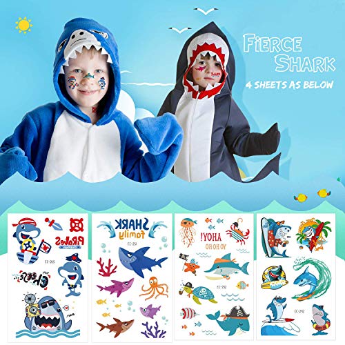 Tattoo Kinder, AGPTEK 250 Stück Pirate Tattoos Set, Wasserdichte Kindertattoos mit Bronzing Pirate, Shark, Aufkleber für Jungs, Kindergeburtstag Mitgebsel, Party, Festival – Bild 4