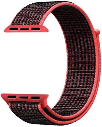 Langte Apple Watch Sport Loop band 38mm with Hook and Loop Fastener Adjustable Closure Wrist Strap Replacement Band for iwatch Apple Watch Series 3 /2 / 1,Red/Black