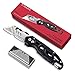 Professional Box Cutter Folding Utility Knife, E-PRANCE Pocket Carpet Knife with 14 Replaceable SK5 Stainless Steel Blades, Easy Release Button, Quick Change and Locking Razor Knife (Black)
