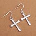 Elegant Fashion Jewelry 925 Silver Plated Stud Dangle Earings Eardrop Special Big Cross