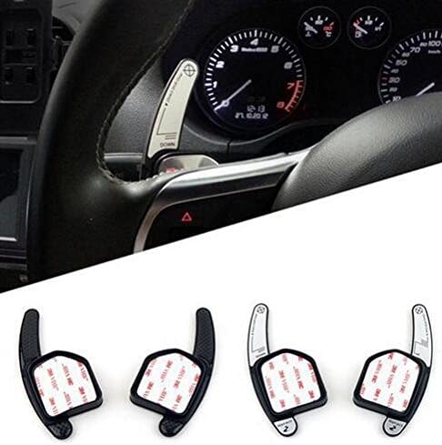 CFUS Carbon Fiber Paddle Shift Extensions Audi Steering Wheel Shifters Gear For Audi (Silver+Black)