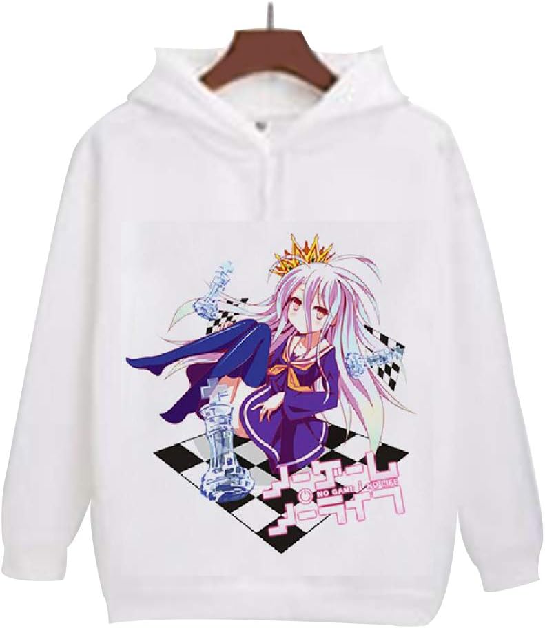 QIAOTT No Game No Life Anime Pullover,3D Print Fleece Cosplay Hoodies Sweatshirt for Anime Fans