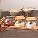 HaloVa Spice Jars Glass Seasoning Box Set Salt Sugar Spice Pepper Condiment Container Kitchen Cruet Seasonings Tools with bamboo Spoon Cover Pedestal, Set of 3