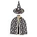 Colorful Witch Wizard Kids Cloak Cape Hat Sets Halloween party Customs(Black)