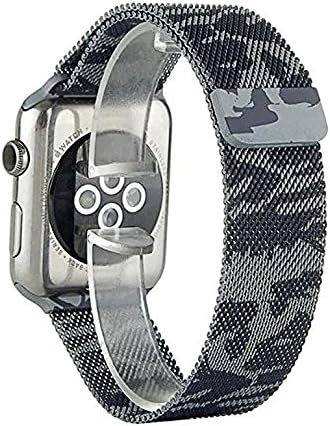 For Apple Watch Bands 42mm, Azadodo Stainless Mesh Milanese Loop Replacement Metal iWatch Band with Magnetic Clasp for Apple Watch Series 3 2 1 Sport Edition (Milanese - Camo Grey, 42mm)