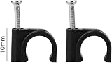 LAMXD Round Black Cable Clips 10mm Box of 100 Skirting Wire Nail Tacks Ethernet view 2