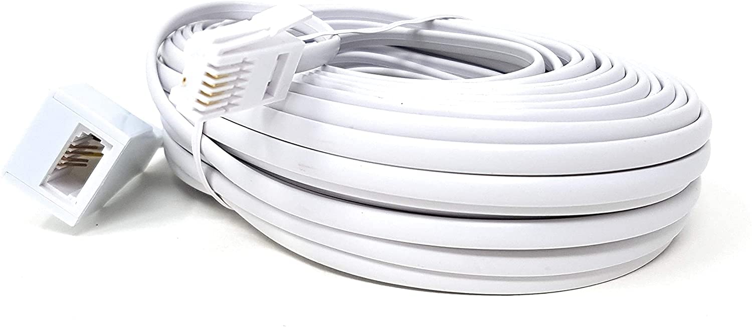 Maincore 15m BT to BT Extension 4 wire Flat Home Telephone Phone Cable Lead Cable (15m) — image 1