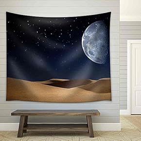Desert on The Night, Abstract Natural Backgrounds - Fabric Wall Tapestry Home Decor - 51x60 inches