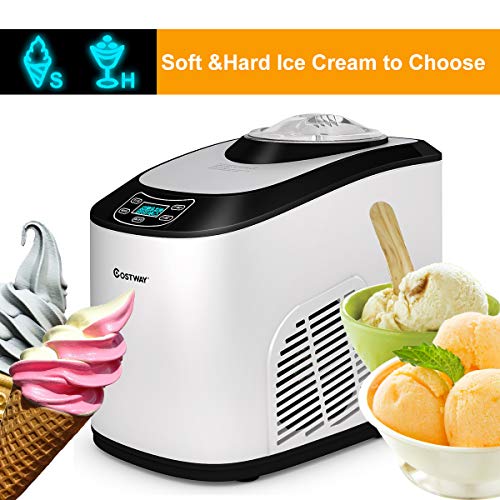 COSTWAY Ice Cream Maker, 1.6 Quart Automatic Ice Cream Machine Electric