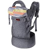 Lictin Baby Carrier for Newborn - Baby Carriers Front and Back, Breathable Adjustable Ergonomic Baby Backpack Carrier for Infant up to 33 lbs/ 15 kg, Gray