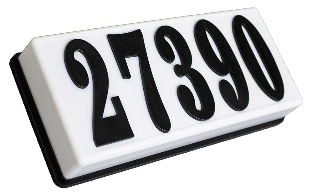 Photo 1 of Qualarc SRP-AB01-BLK Serrano Low Voltage Plastic Rectangular Lighted Address Plaque with 4 inch Black Polymer Numbers