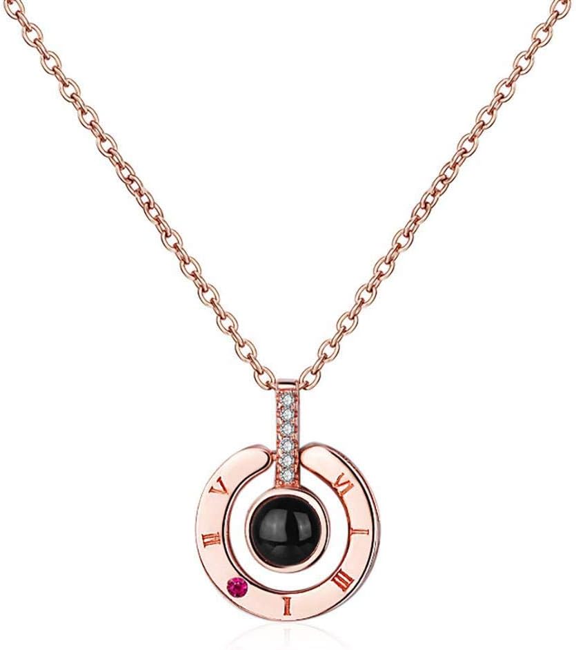Fenido Women Jewelry Rome Number Rhinestone Pendant Projection Necklace Gift Pendant Necklaces