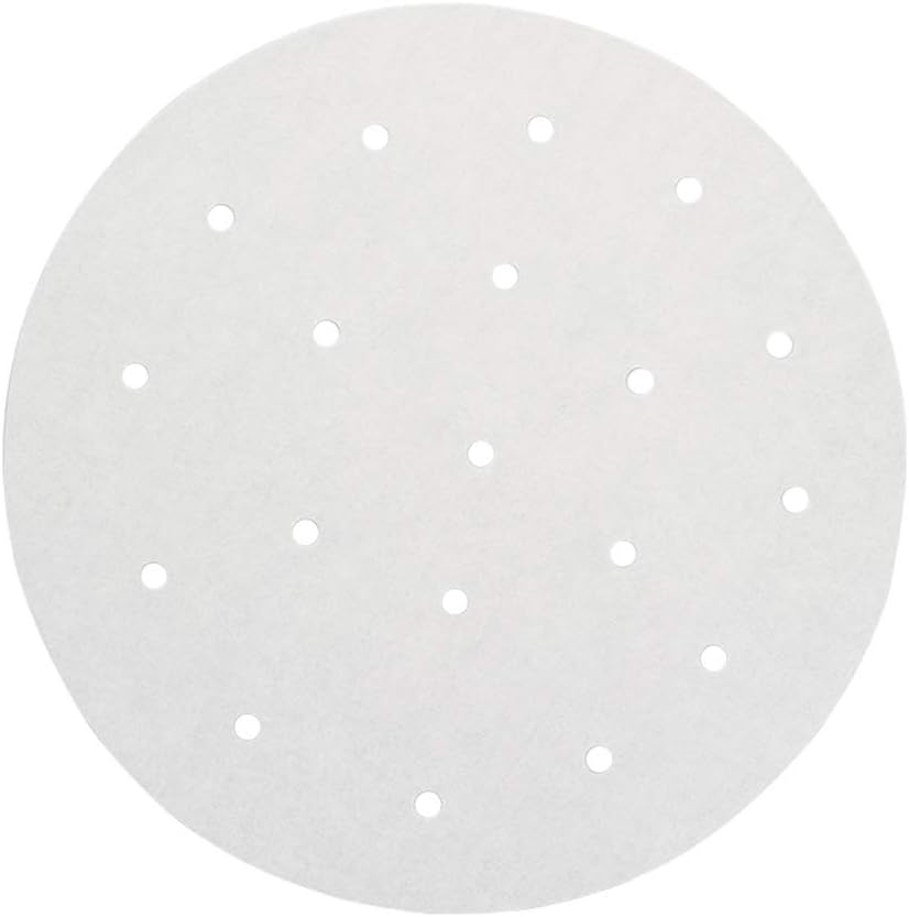 Hcooker 100PCS Air Fryer Liners Perforated Parchment Paper Non-Stick Mat for Bamboo Steamer, Steaming Basket, Cooking, Vegetables, Rice, Dim Sum