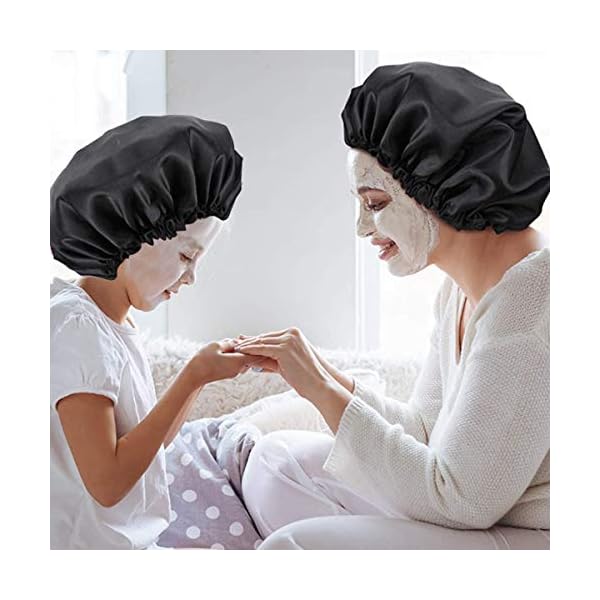 Rexiaoo-Sleep-Caps-Satin-Night-Sleep-Cap-Adjustable-Soft-Sleeping-Head-Cover-Bonnet-Hair-Loss-Cap-Salon-Bonnet-for-Women-and-Girls-2-Pack Sleep Caps, Satin Night Sleep Cap Adjustable Soft Sleeping Head Cover Bonnet Hair Loss Cap Salon Bonnet for Women and…