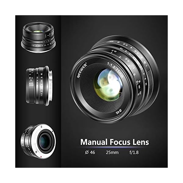 Neewer 25mm f / 1.8 Manueller Fokus haupt fixierte Objektiv für Fujifilm APS C Digital Mirrorless Kameras XPro2 XE3 XH2… – Bild 3
