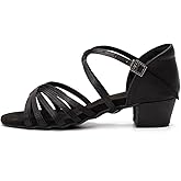 JUODVMP Girls Latin Dance Shoes Satin Ballroom Tango Salsa Practice Party Ballroom Dance Shoes