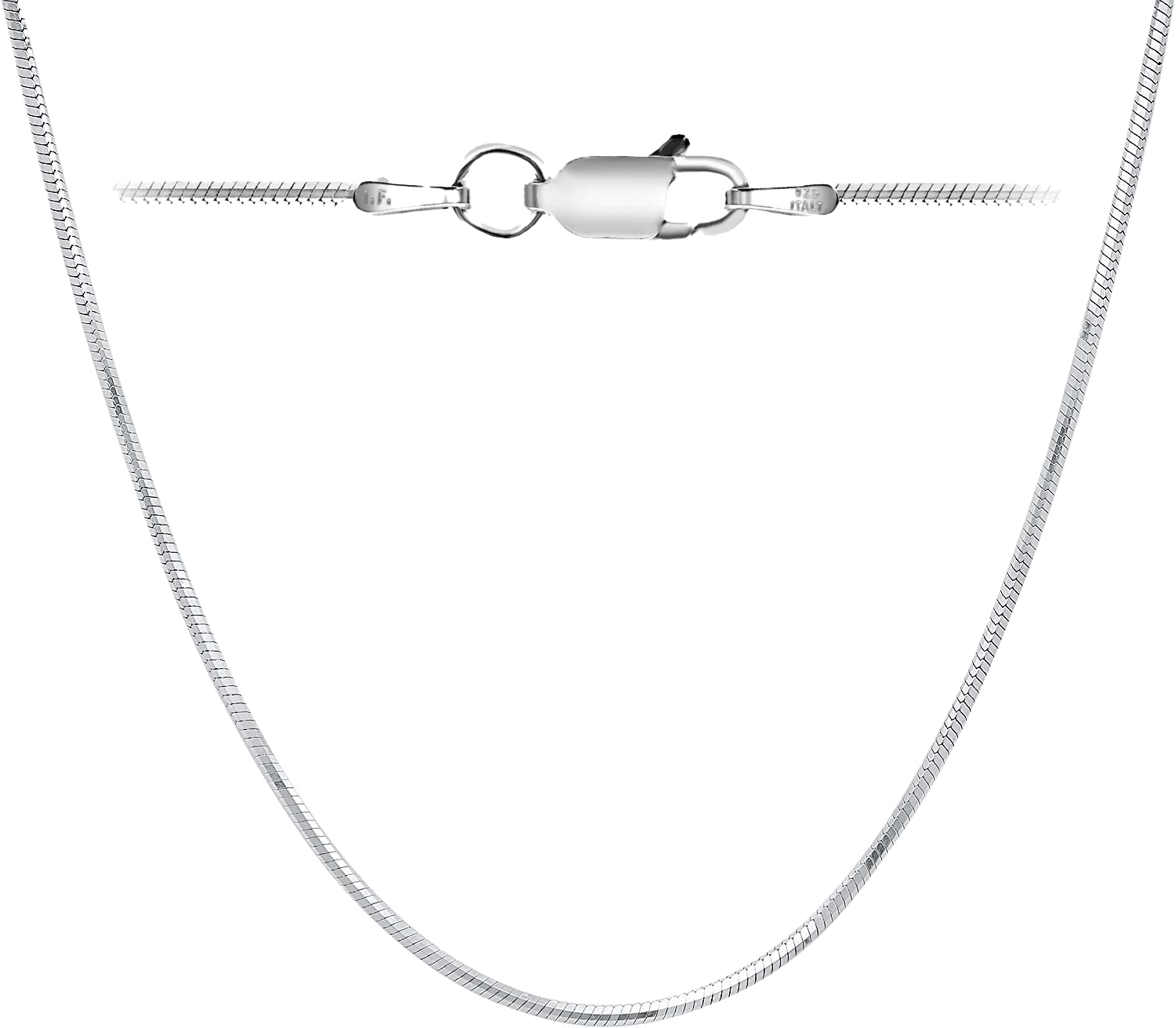 925 Sterling Silver Italian 1mm Snake Chain Crafted Necklace Thin Lightweight Strong - Lobster Claw Clasp 30 Inches