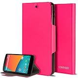 Google Nexus 5 Case, CoverBot LG Google Nexus 5 Flip Wallet Case with Stand HOT PINK. Slim Style with Folio Flip Cover