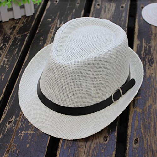 image for ShenPourtor Men/Women's Summer Panama Style Trilby Fedora Straw Sun Ha