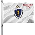REIDFERR Massachusetts Flag 3x5 Outdoor Double Sided - Heavy Duty Polyester Massachusetts MA State Flags Long Lasting with 2 Brass Grommets 3 X 5 Ft