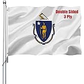 REIDFERR Massachusetts Flag 3x5 Outdoor Double Sided - Heavy Duty Polyester Massachusetts MA State Flags Long Lasting with 2 Brass Grommets 3 X 5 Ft