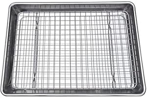 Checkered Chef Baking Sheets for Oven - Quarter Sheet Pan with Stainless Steel Wire Rack Set 1-Pack - Easy Clean Cookie Sheets, Aluminum Bakeware