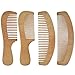 LCLHB 4PCS Natural Wooden Wide Tooth Beard and Hair Combs Set For Men and Women (6.5-7 Inch Length)