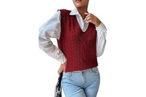 RefindWin Womens Sweater Vest V Neck Sleeveless Casual Knit Pullover Tops Preppy Style Knitwear Fall 2025 Fashion