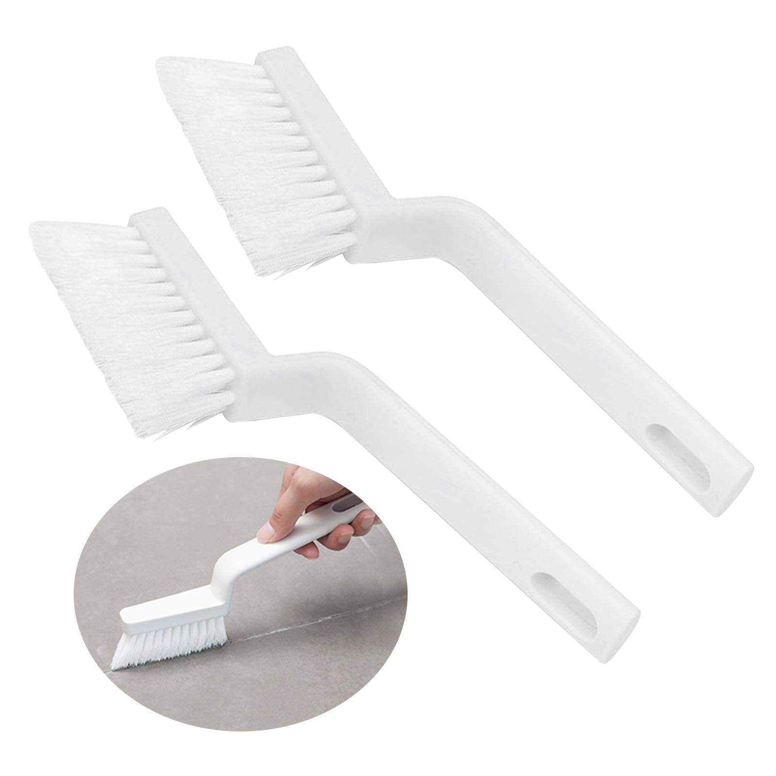 DSFSAEG 2Pcs Grout Brush V Shape Grout Cleaner Scrubbing Brush Deep Cleaning for Cleaning Tiles Floor Bathroom Kitchen, Gap Cleaner Small Brush