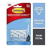 Command Wire Hooks, Small, Clear, 3-Hook, 6-Pack